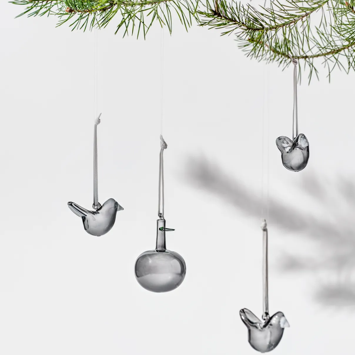 IITTALA Lasikoristeet-Minilasilintu 3kpl Harmaa