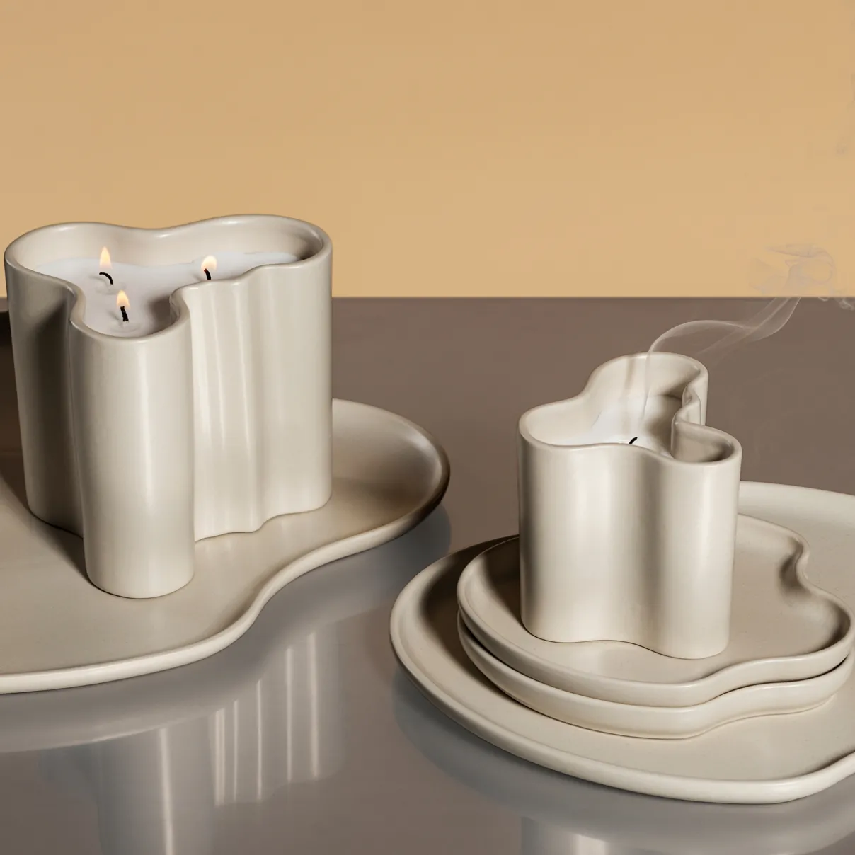 IITTALA Alvar Aalto -Kokoelma|Kynttilät-Tuoksukynttilä 8cm hiekka